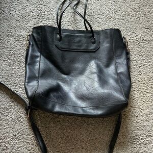 La Moda Black Leather Tote Bag